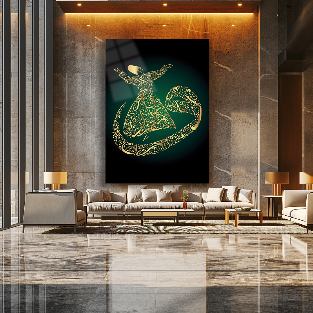 GLASS PAINTING WITH MEVLEVI IMAGES INSIDE THE VAV