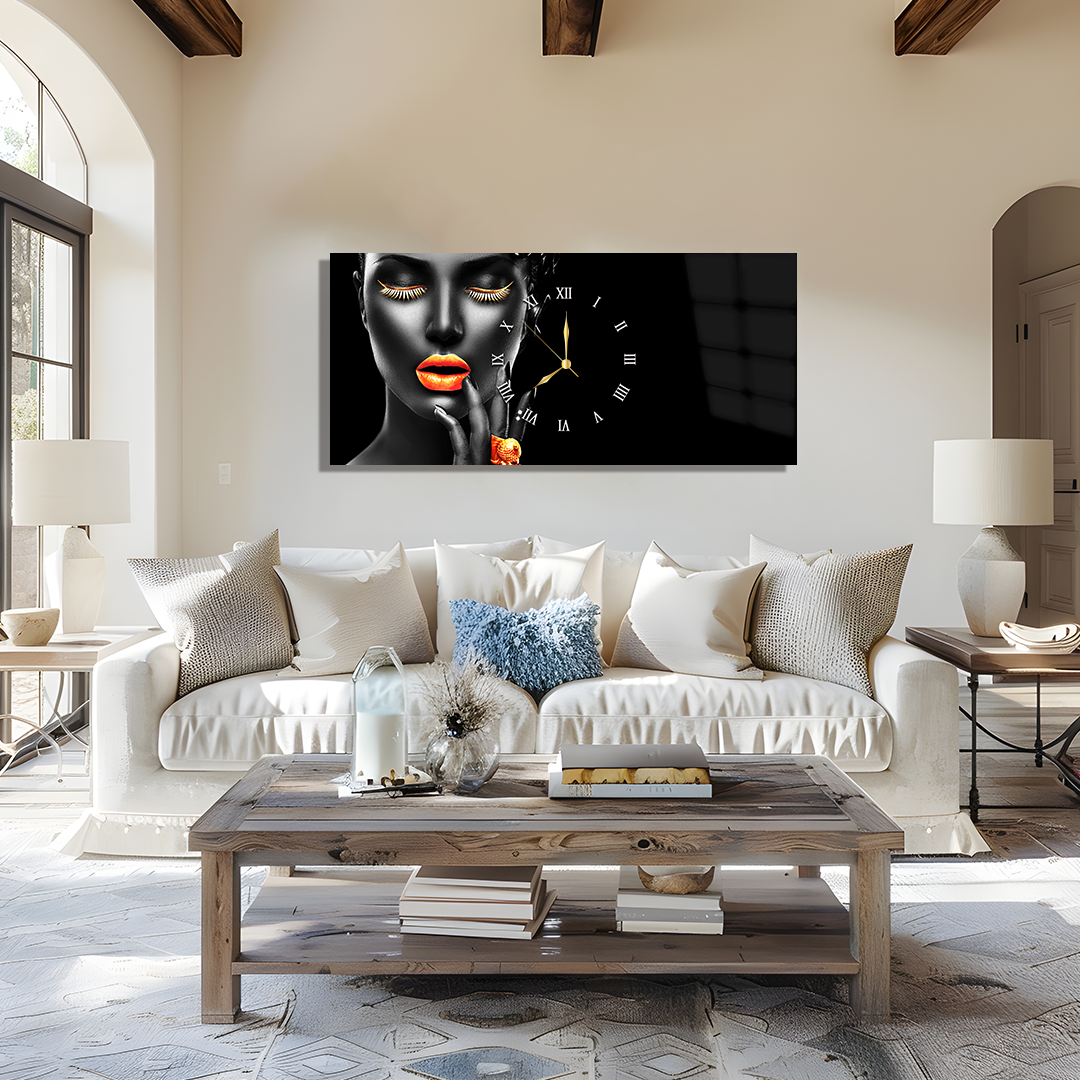 SANAT TEMALI SAATLİ CAM TABLO