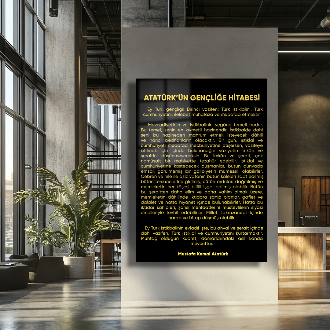 GLASS TABLE WITH ADDRESS TO YOUTH ON BLACK BACKGROUND