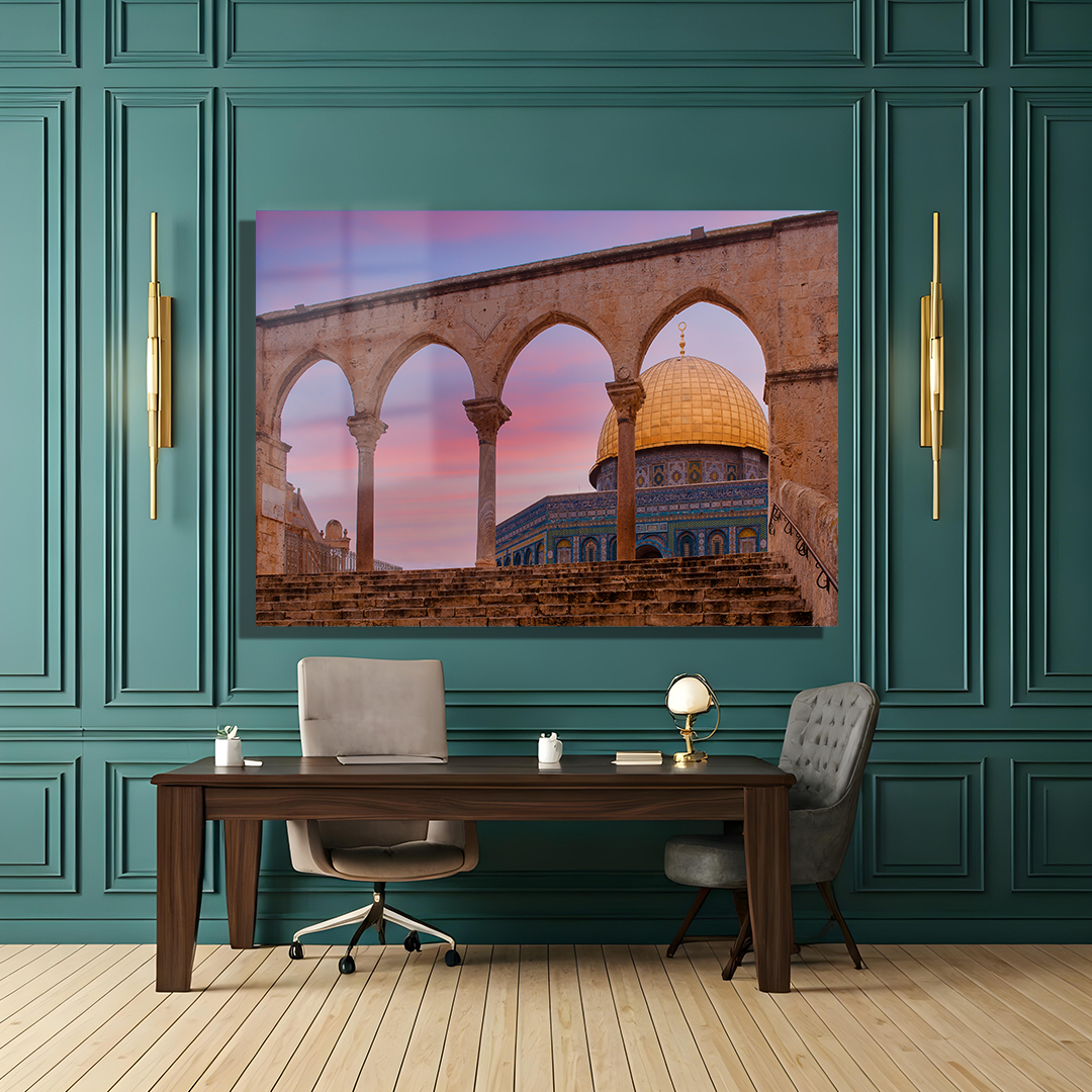 GLASS PAINTING WITH MESCIDI AQSA THEME