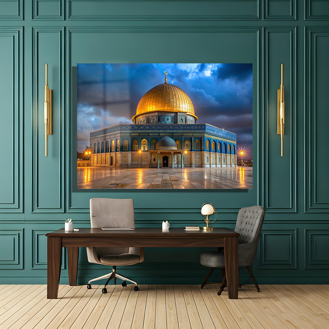 GLASS PAINTING WITH MESCIDI AKSA IMAGE