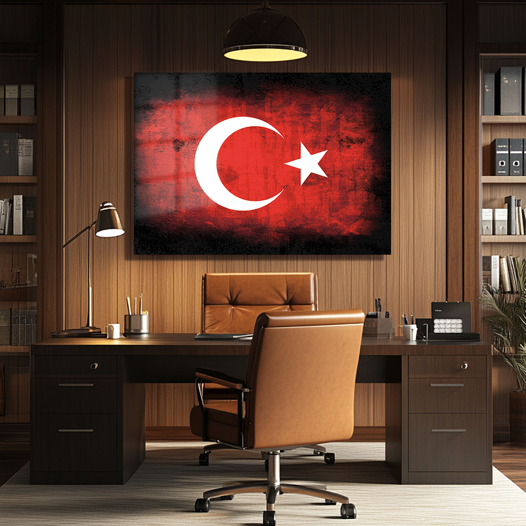 TURKISH FLAG THEMED GLASS TABLE