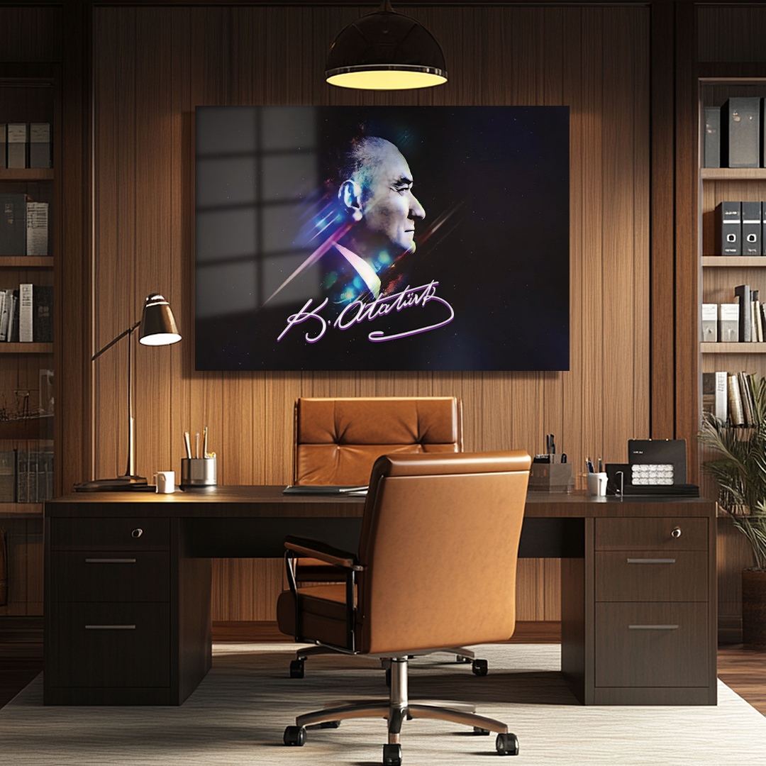 MUSTAFA KEMAL ATATURK THEMED GLASS PAINTING