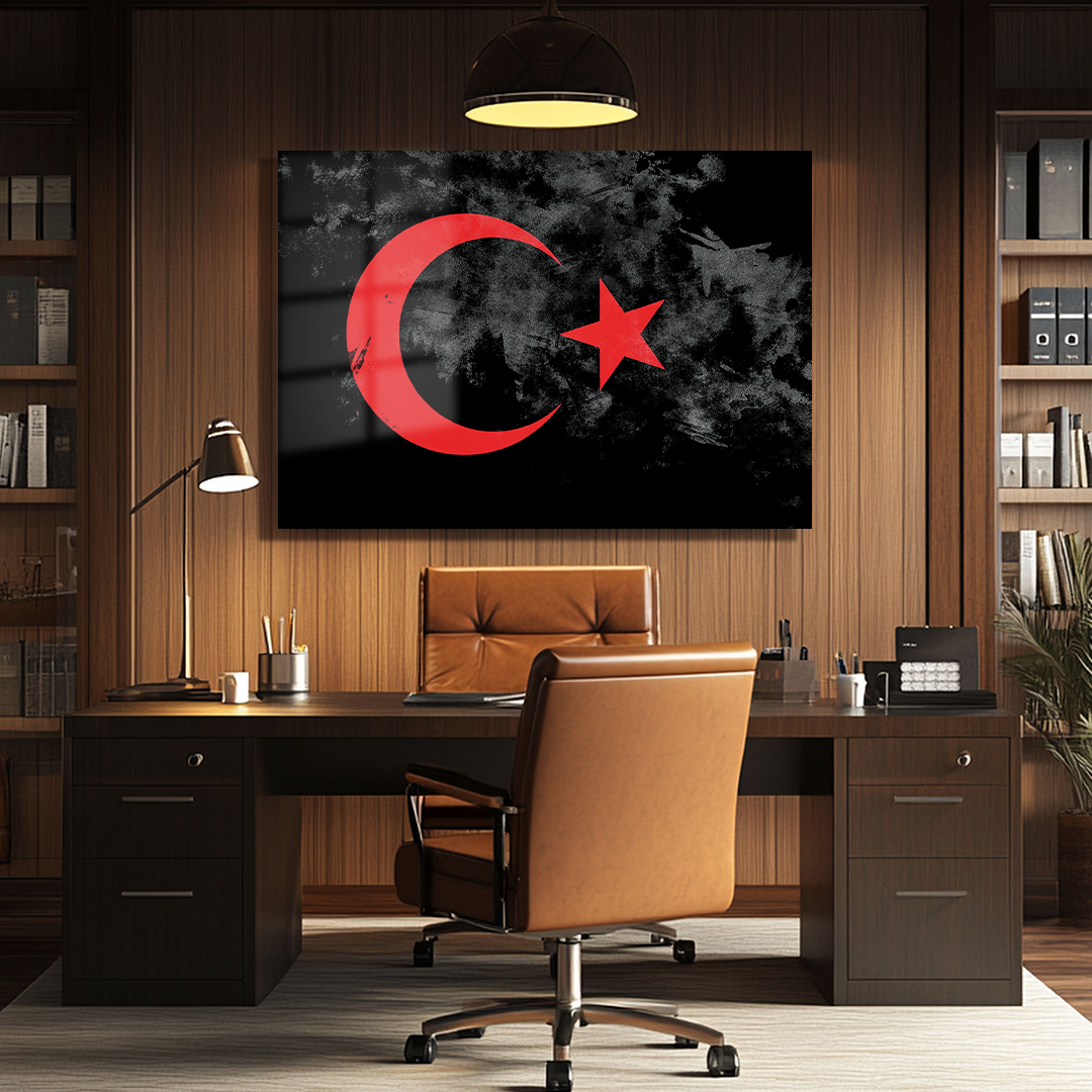 TURKISH FLAG THEMED GLASS TABLE