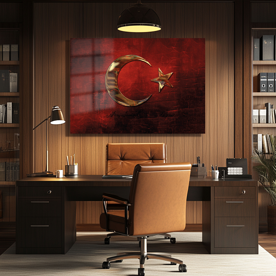 TURKISH FLAG THEMED GLASS TABLE