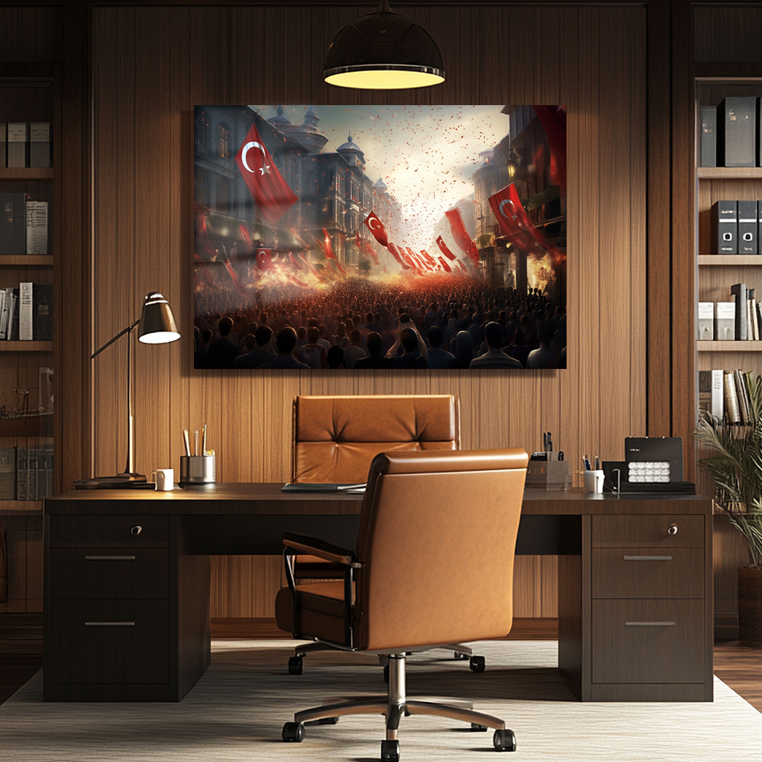 TURKISH FLAG THEMED GLASS TABLE