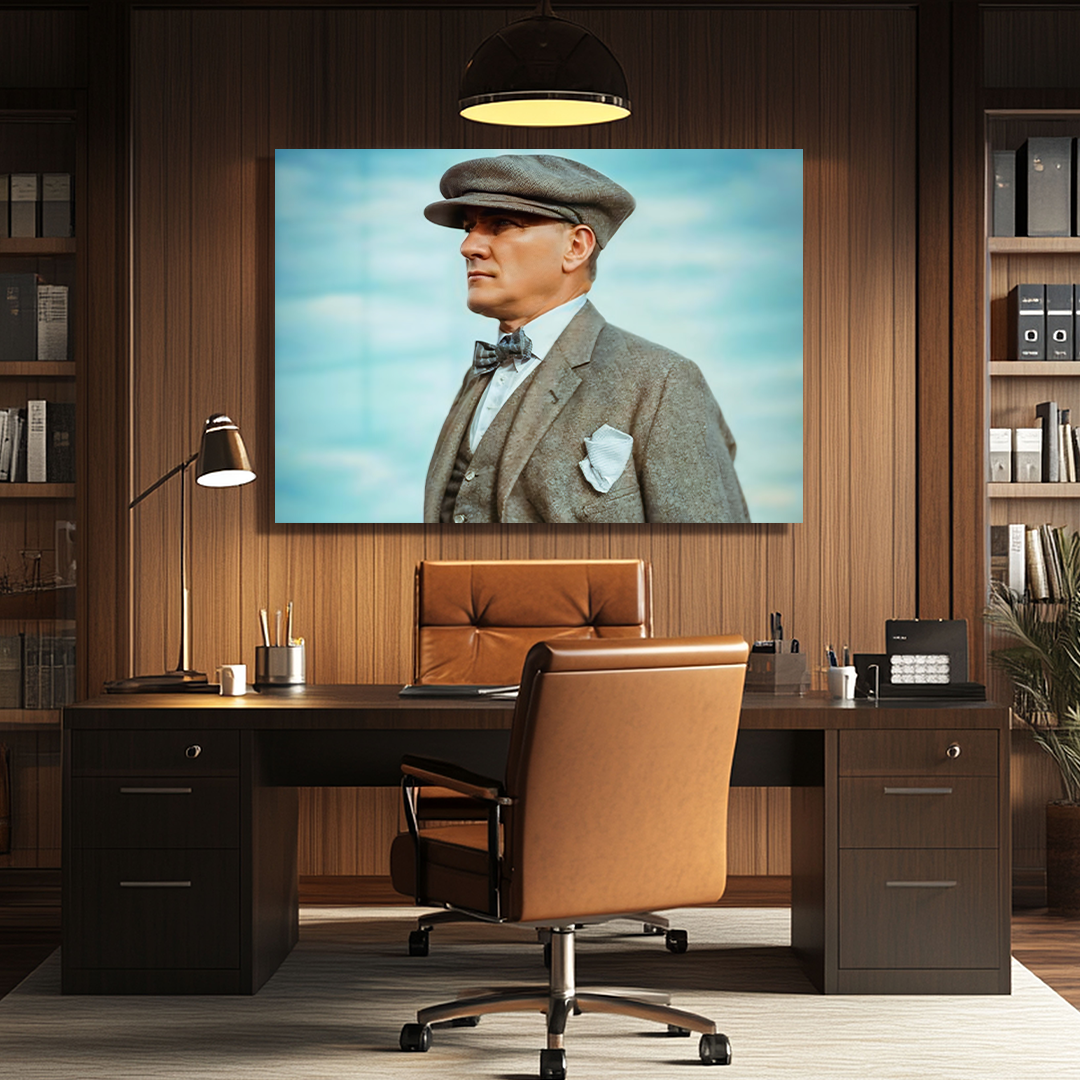 MUSTAFA KEMAL ATATURK THEMED GLASS PAINTING