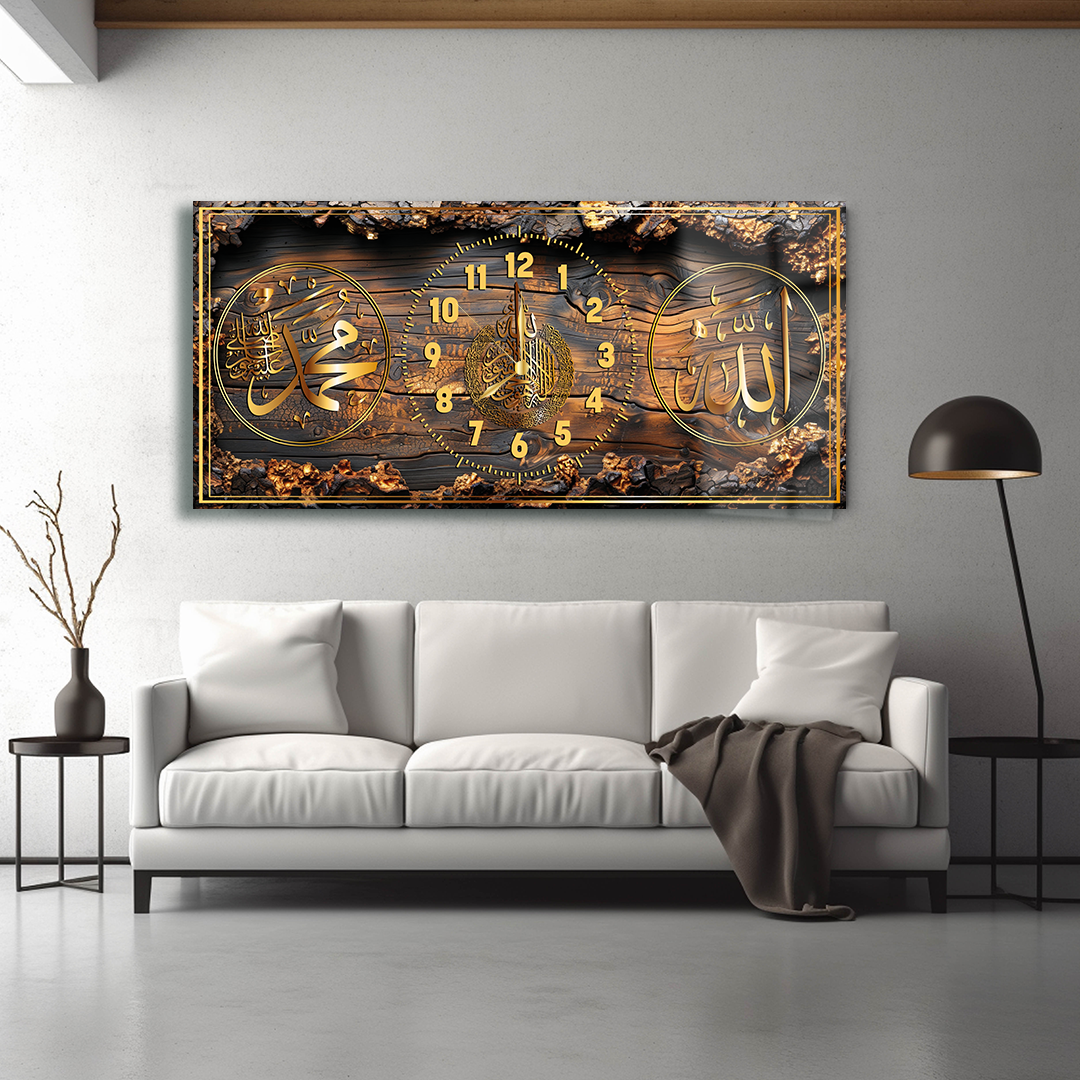DİNİ TEMALI SAATLİ CAM TABLO