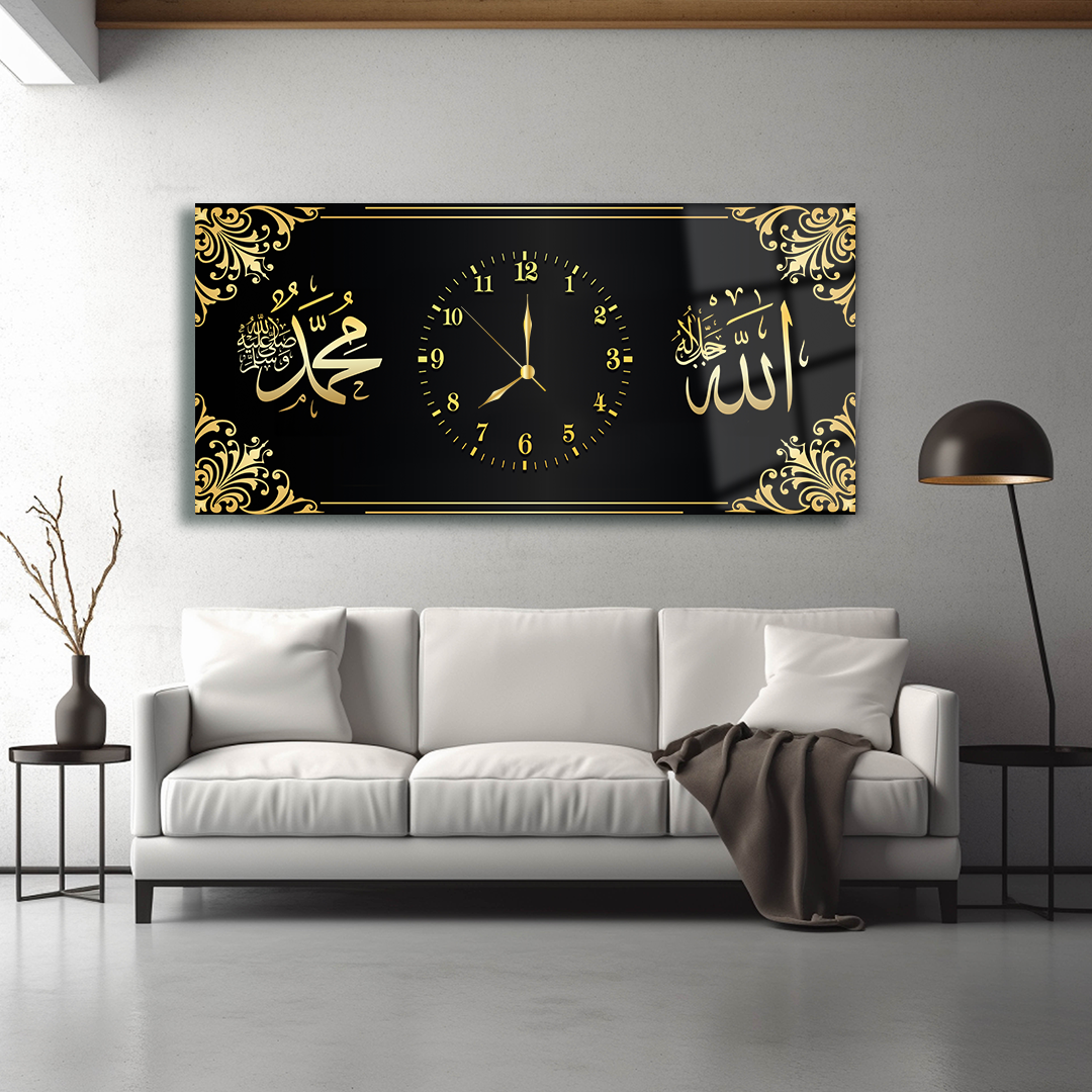 GLASS TABLE WITH ALLAH (CC) AND MUHAMMET (PBUH) WRITTEN