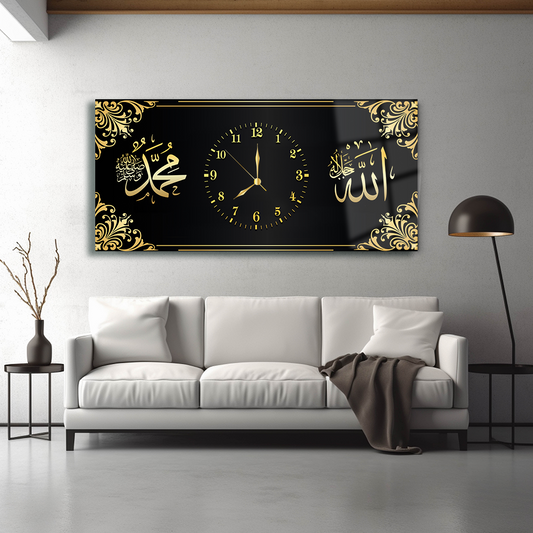 GLASS TABLE WITH ALLAH (CC) AND MUHAMMET (PBUH) WRITTEN