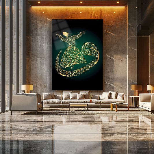 GLASS PAINTING WITH MEVLEVI IMAGES INSIDE THE VAV