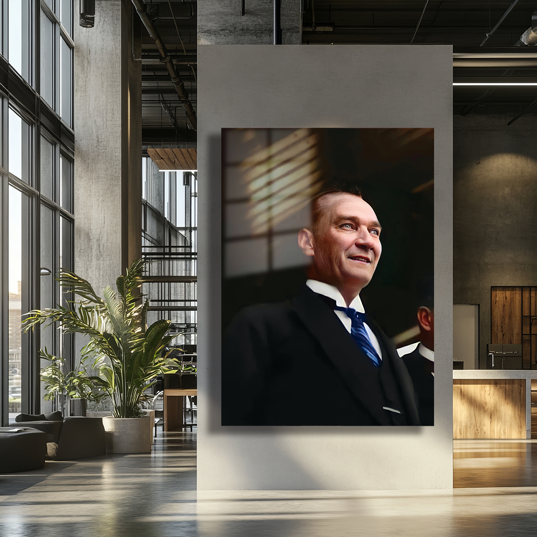 GLASS PAINTING WITH MUSTAFA KEMAL ATATÜRK PICTURE