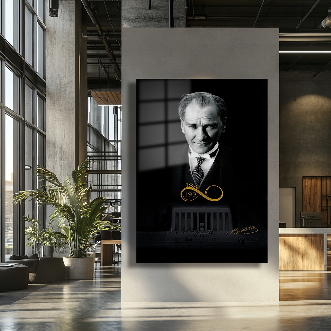 MUSTAFA KEMAL ATATURK THEMED GLASS PAINTING