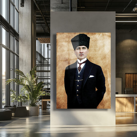 MUSTAFA KEMAL ATATURK THEMED GLASS PAINTING