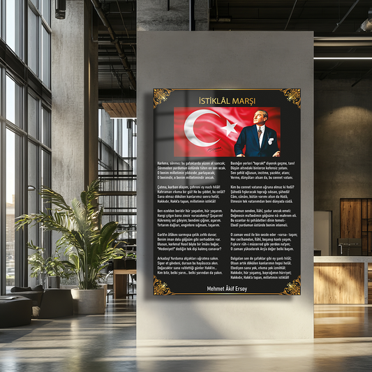 INDEPENDENCE ANTHEM TURKISH FLAG MUSTAFA KEMAL ATATÜRK THEMED GLASS PAINTING