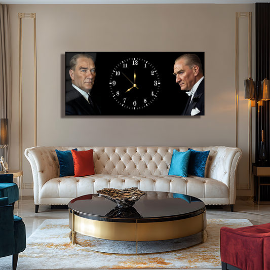GLASS TABLE WITH CLOCK AND MUSATAFA KEMAL ATATÜRK CONTENT
