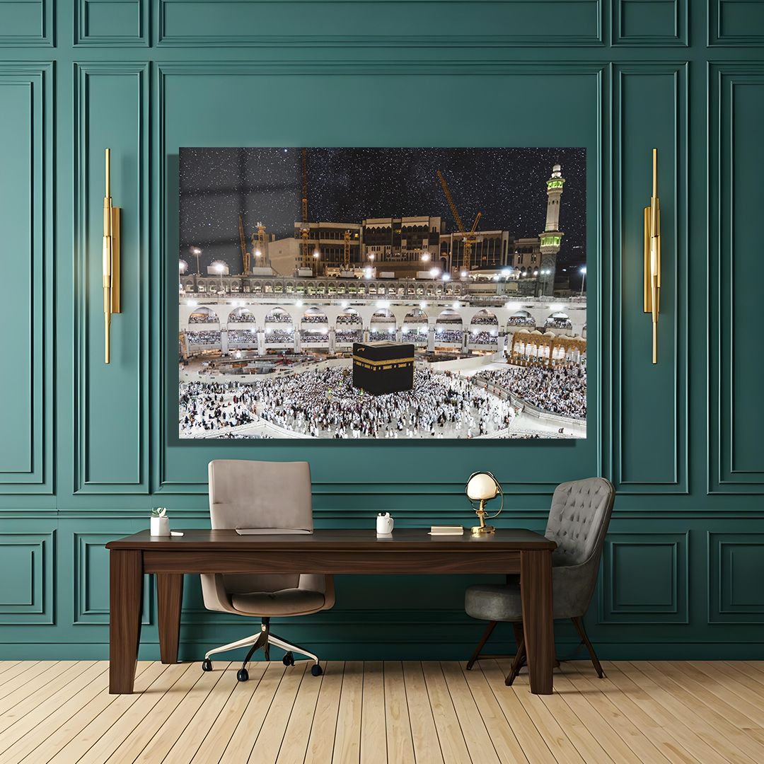 GLASS TABLE WITH KAABA IMAGE