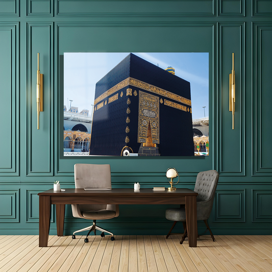 GLASS TABLE WITH KAABA IMAGE