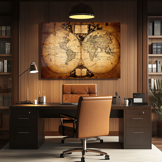 PİRİ REİS WORLD MAP THEMED GLASS PAINTING