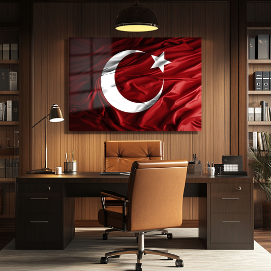 TURKISH FLAG THEMED GLASS TABLE