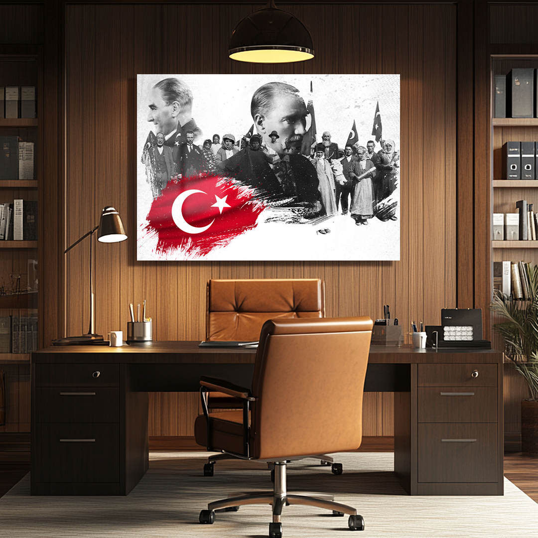 MUSTAFA KEMAL ATATURK THEMED GLASS PAINTING