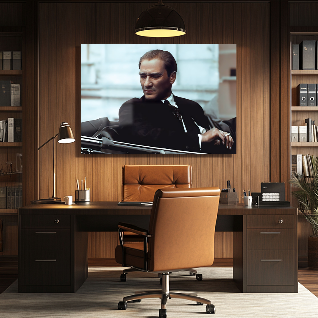 MUSTAFA KEMAL ATATURK THEMED GLASS PAINTING