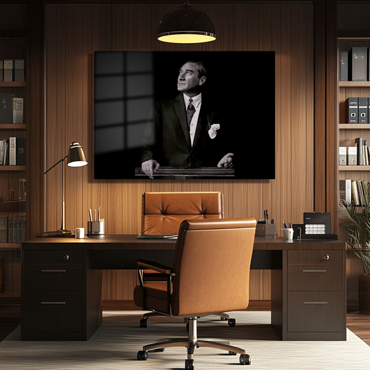 MUSTAFA KEMAL ATATURK THEMED GLASS PAINTING
