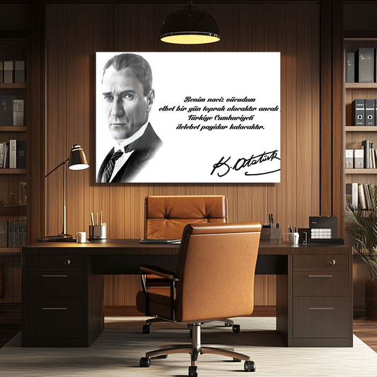 GLASS PAINTING WITH MUSATAFA KEMAL ATATÜRK AND HIS WORDS